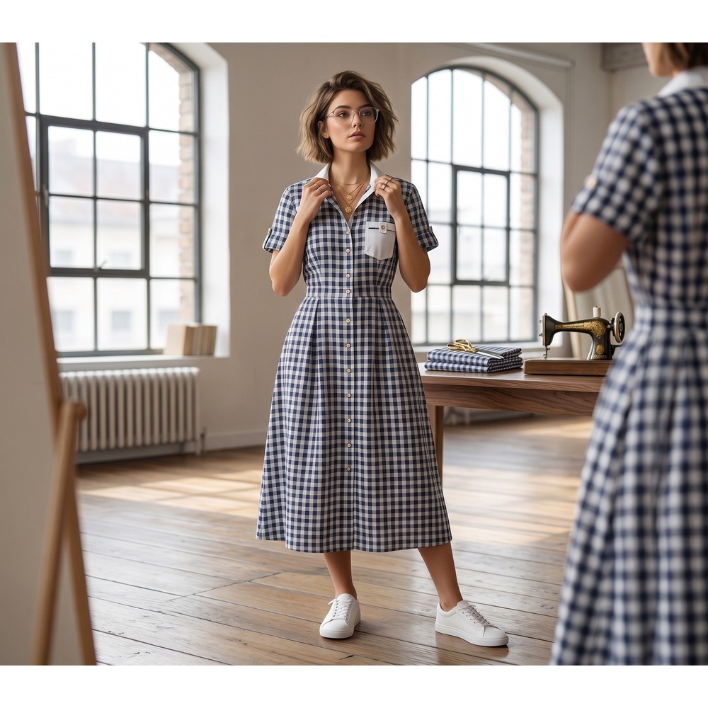 Butterick 6200 Coastal Prep Button Midi Shirt Dress12-16 Euro Summer Parisian